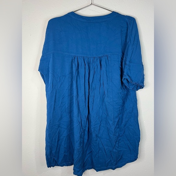 💙 Loose Fit Blue Babydoll Tunic Top - Flowy V-Neck Casual Blouse - Size Large 💙 - Picture 6 of 6